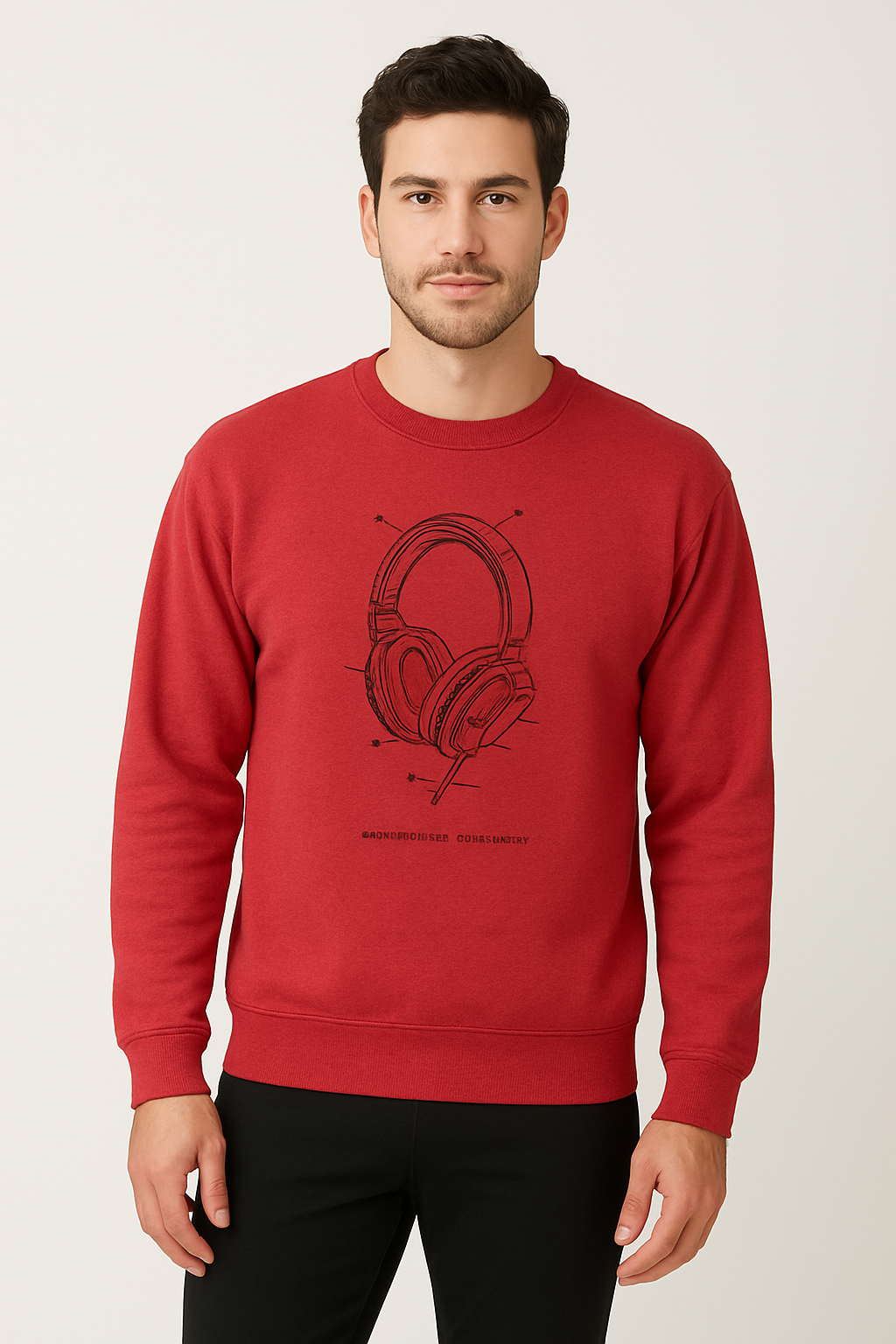 Sweatshirt - Headphones - Red