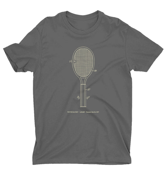 Tennis Racket - Charcoal Shirt w/ Cream Ink