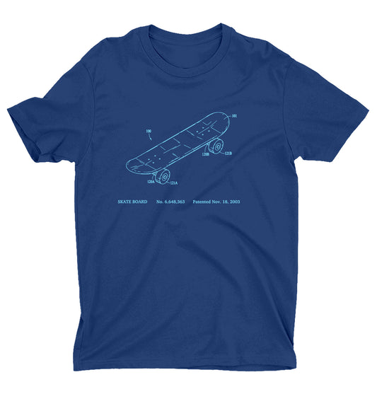 NEW! Skateboard - Navy Shirt w/ Electric Blue Ink