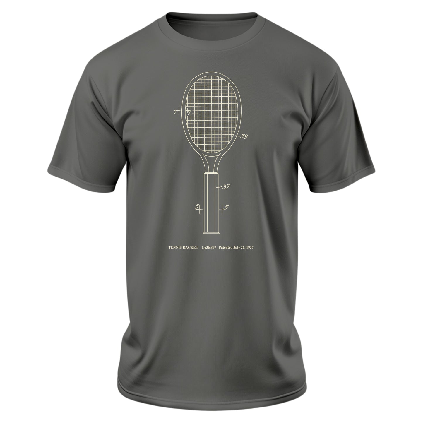 Tennis Racket - Charcoal Shirt w/ Cream Ink