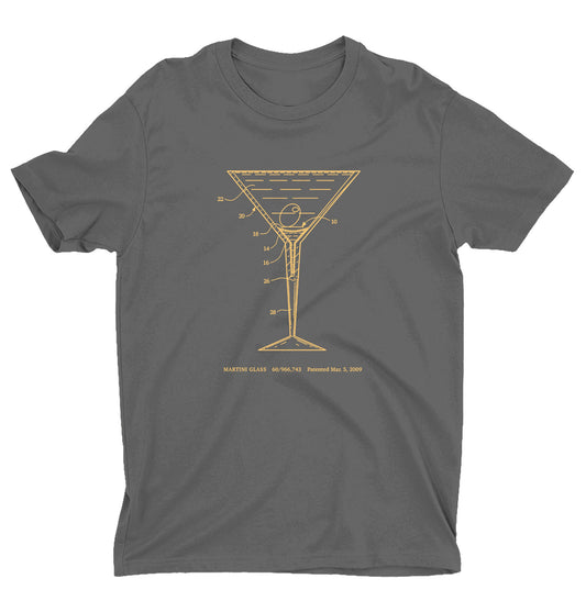 Martini Glass - Charcoal Shirt w/ Pale Yellow Ink