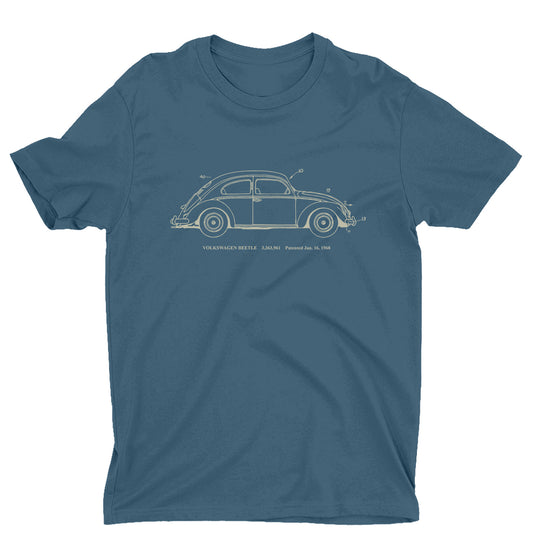 Volkswagen Beetle - Blue Shirt w/ White Ink