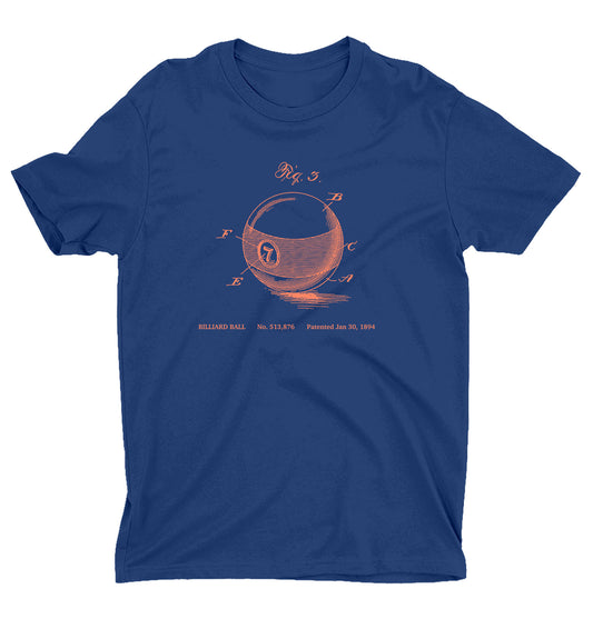 NEW! Billiard Ball - Navy Shirt w/ Orange Ink