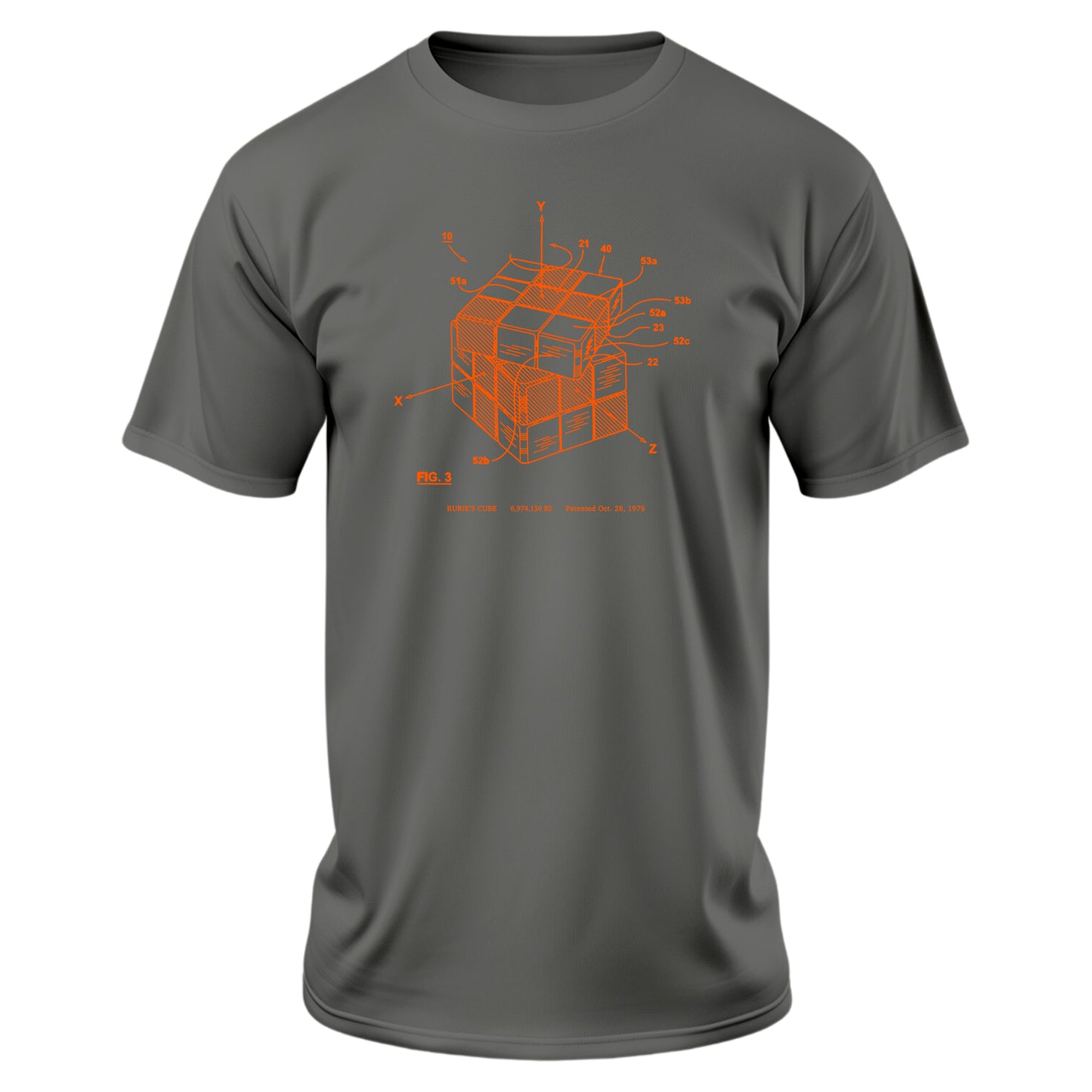 Rubik's Cube - Charcoal Shirt w/ Orange Ink