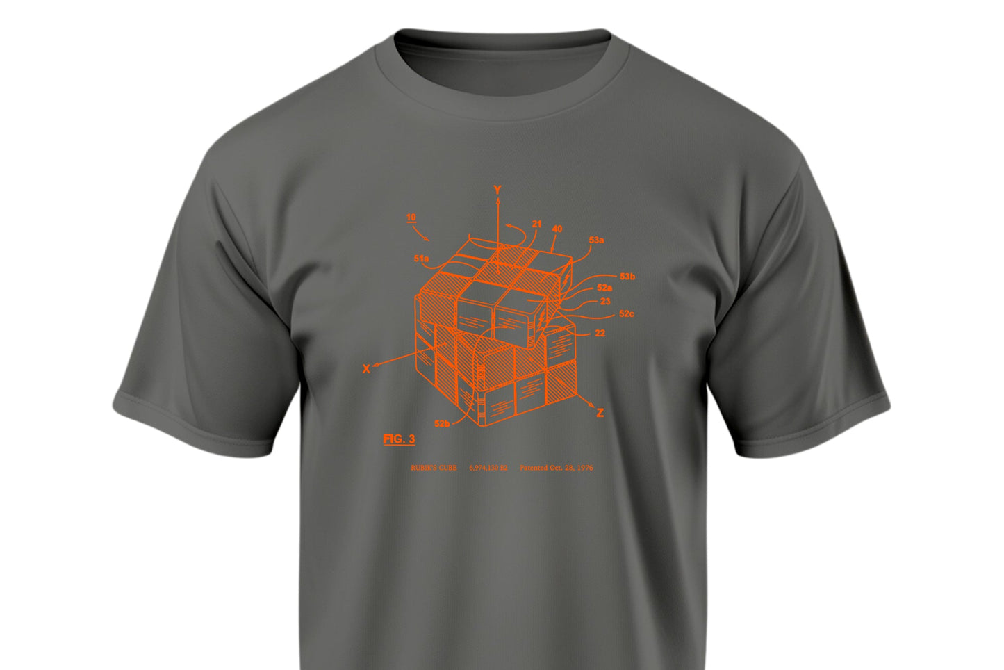 Rubik's Cube - Charcoal Shirt w/ Orange Ink