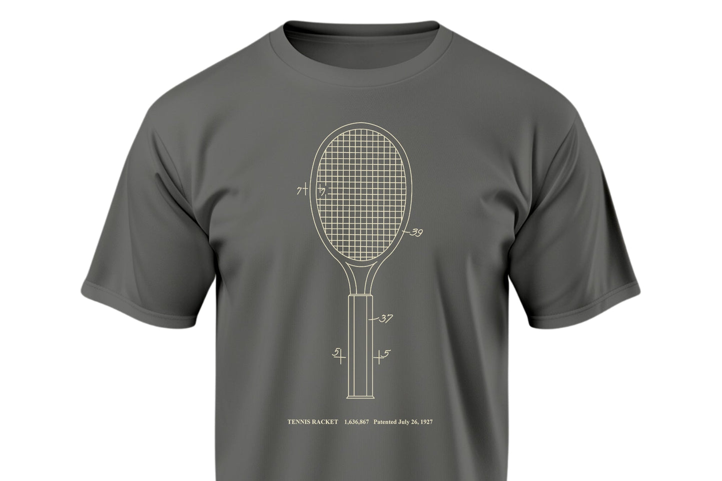 Tennis Racket - Charcoal Shirt w/ Cream Ink
