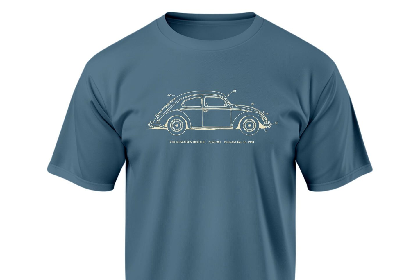 Volkswagen Beetle - Blue Shirt w/ White Ink